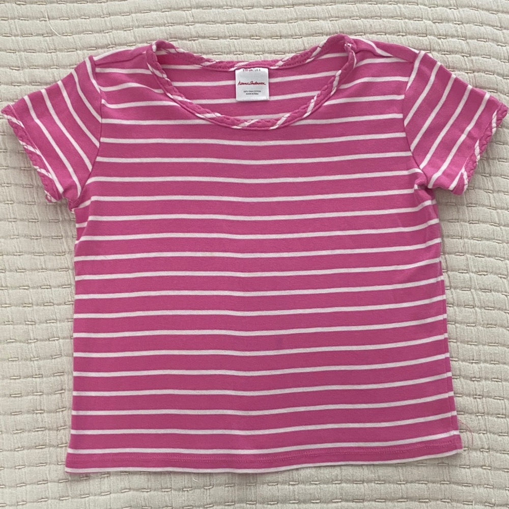Hanna Andersson Pink and White Striped Tee
